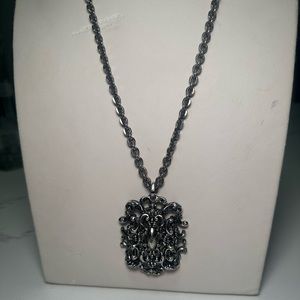 Florenza 1950s signed silver plated Etruscan revival necklace
